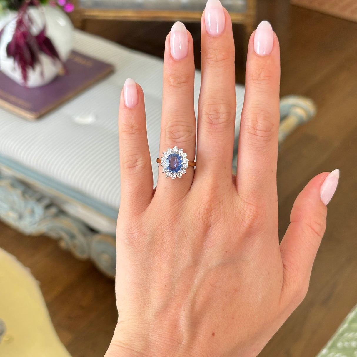 Vintage, 1980s sapphire & diamond cluster ring