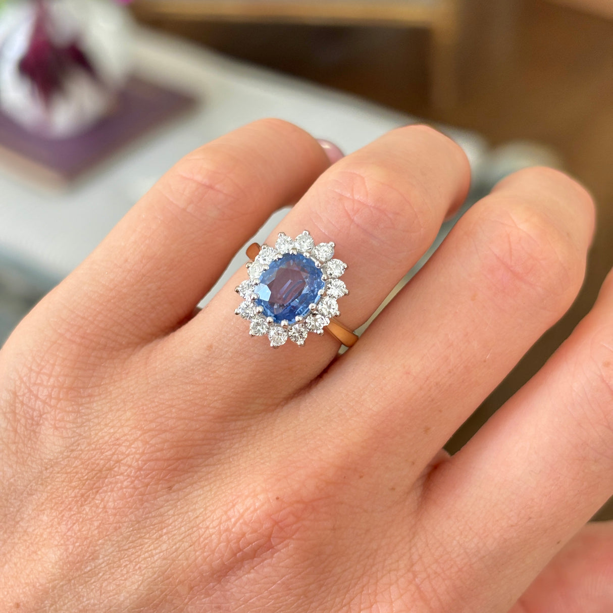 Vintage, 1980s sapphire & diamond cluster ring