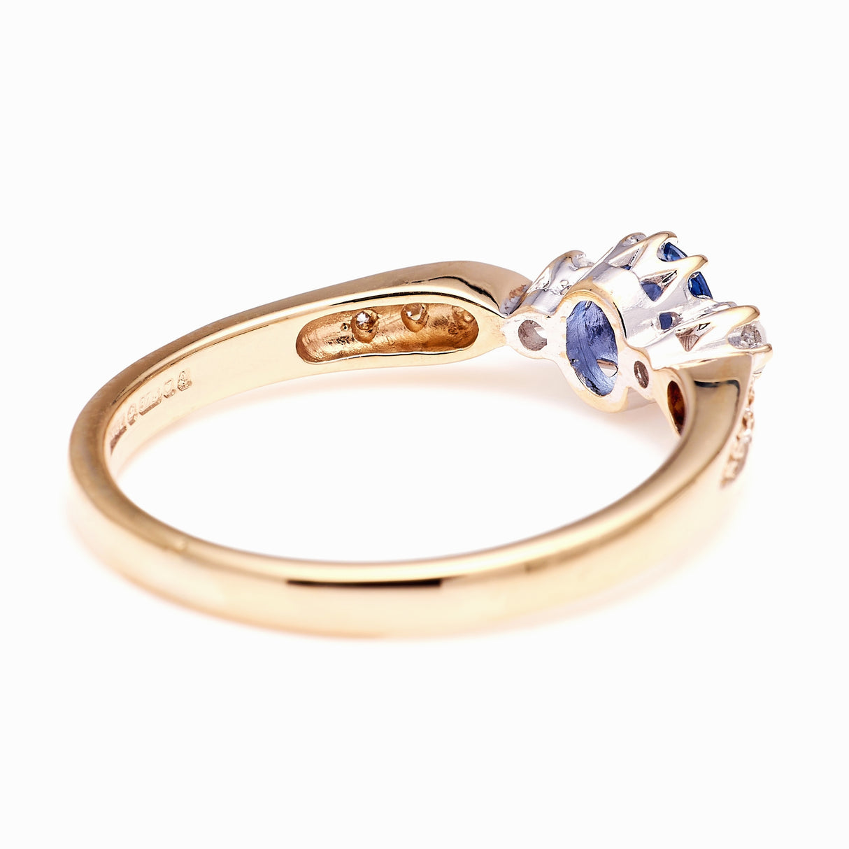 Vintage, 1990s sapphire & diamond three-stone ring