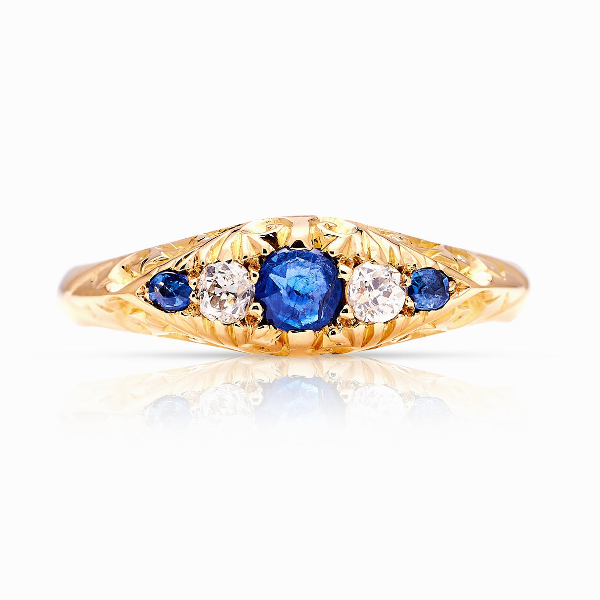 Antique, Edwardian sapphire & diamond five-stone ring