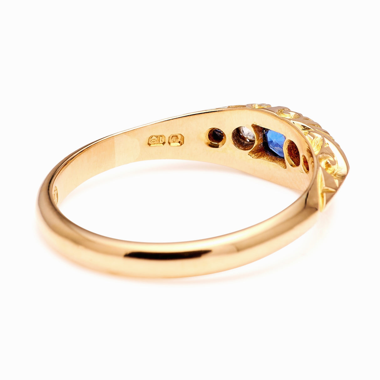 Antique, Edwardian sapphire & diamond five-stone ring