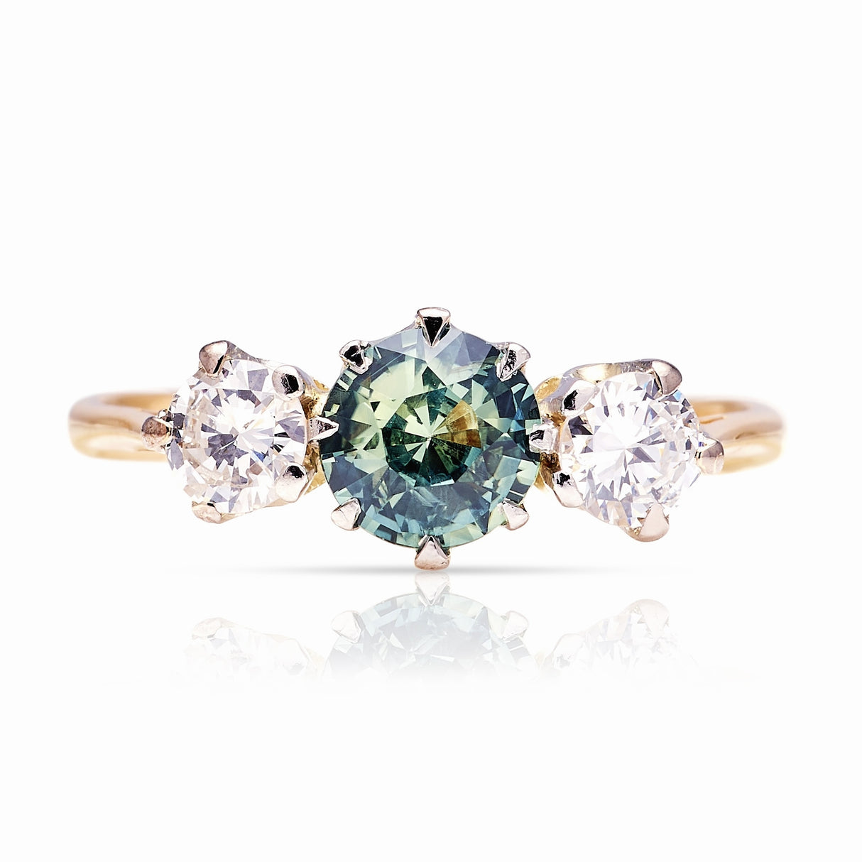 Vintage, 1950s sapphire & diamond three-stone ring