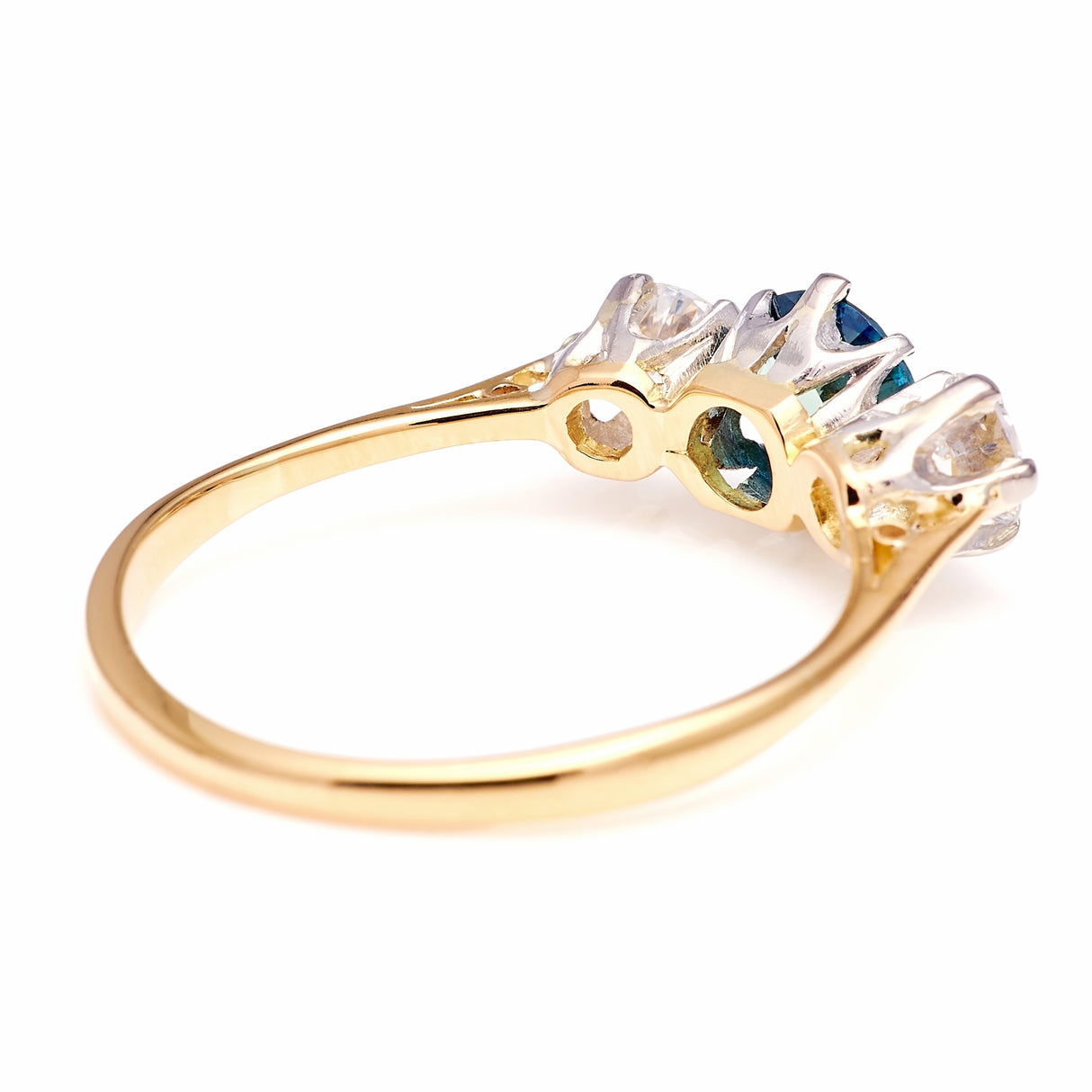 Vintage, 1950s sapphire & diamond three-stone ring