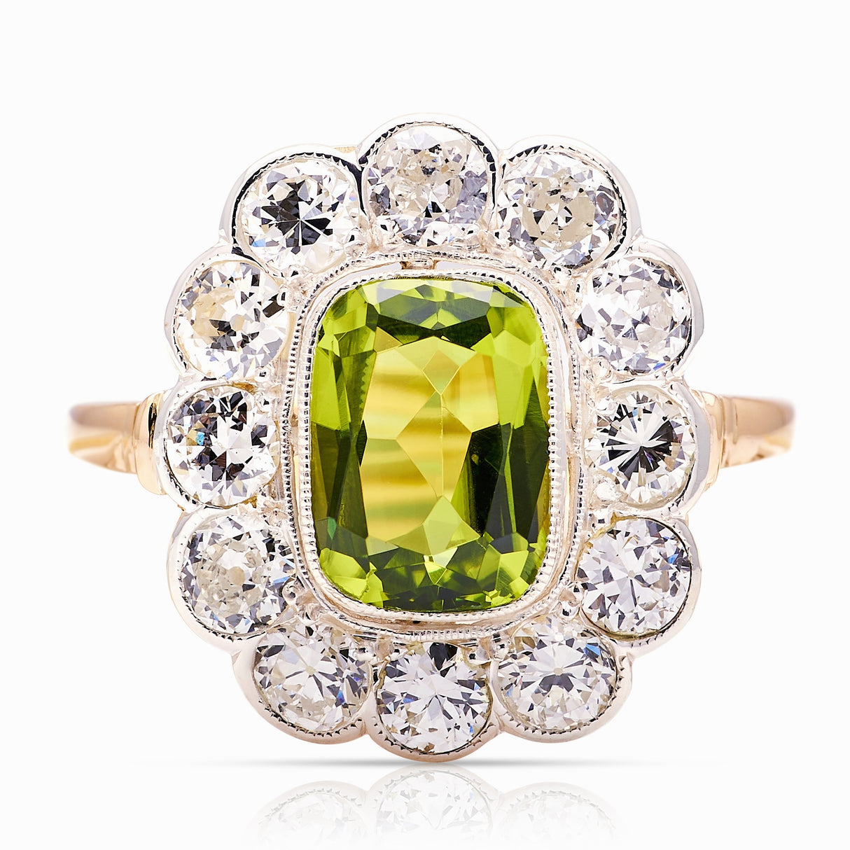 Antique, Victorian peridot & diamond cluster ring