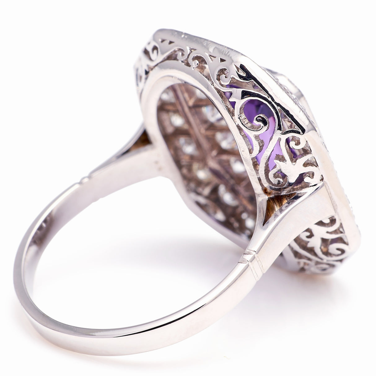 Vintage, Art Deco amethyst & diamond double cluster ring