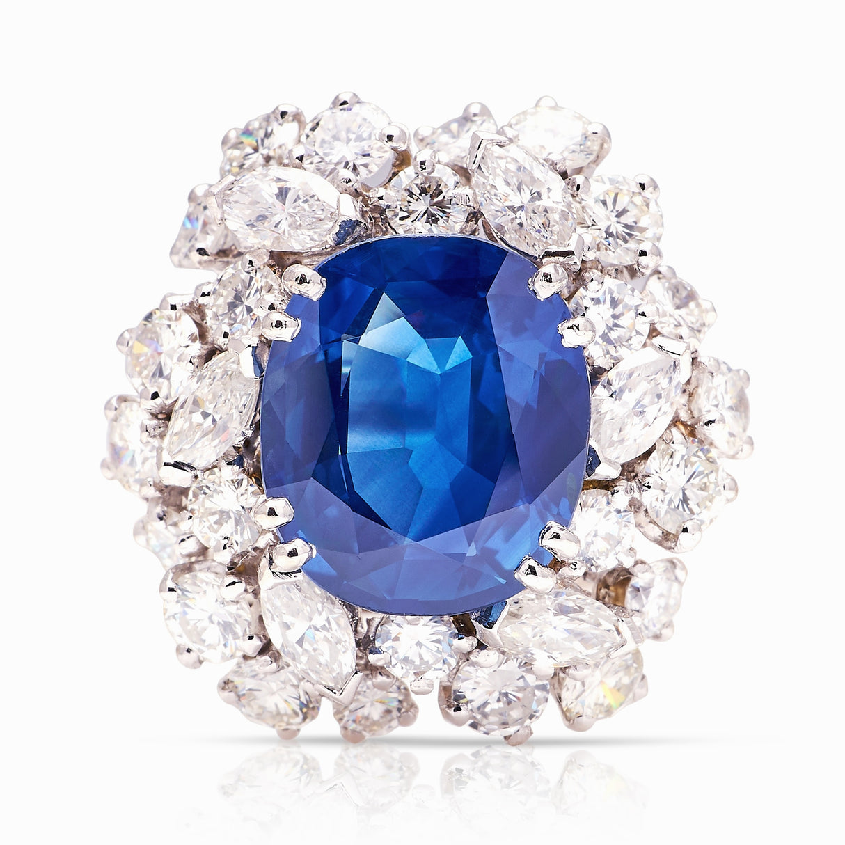 Vintage, 1980s sapphire & diamond cluster cocktail ring