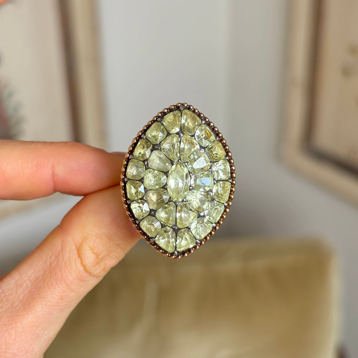 Title
Antique, Georgian, 18th century, chrysoberyl navette ring