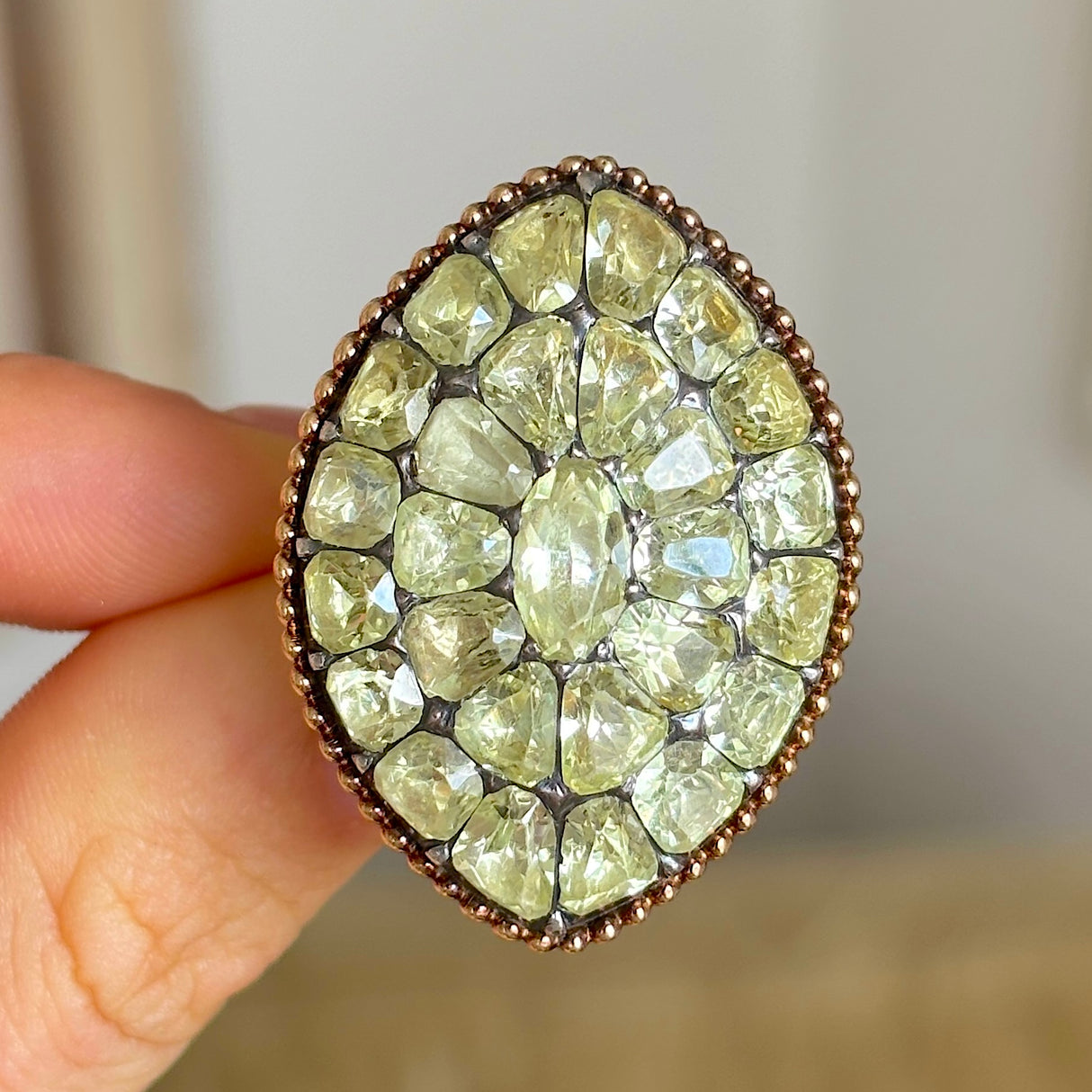 Antique, Georgian chrysoberyl navette ring