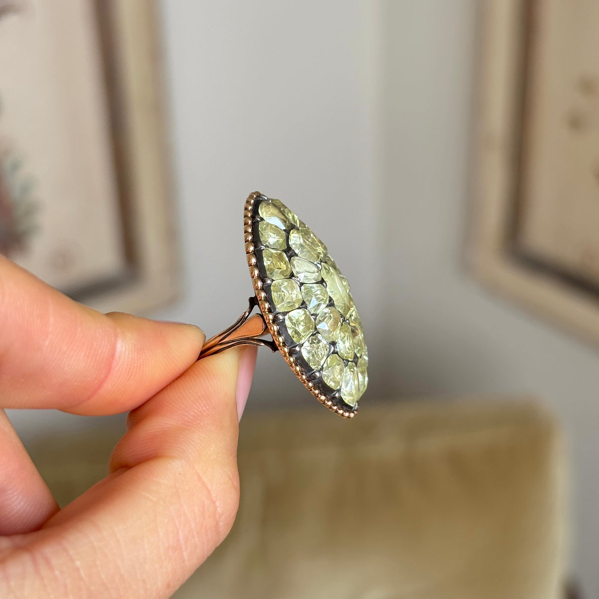 Title
Antique, Georgian, 18th century, chrysoberyl navette ring