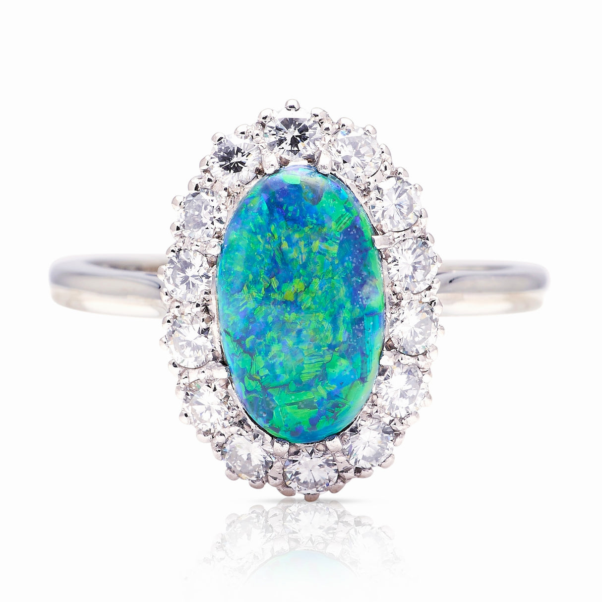 Vintage, 1980s black opal & diamond cluster ring