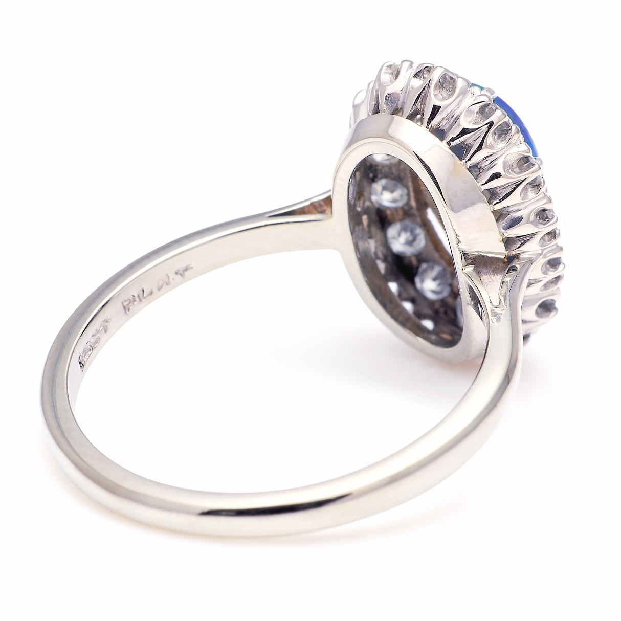 Vintage, 1980s black opal & diamond cluster ring