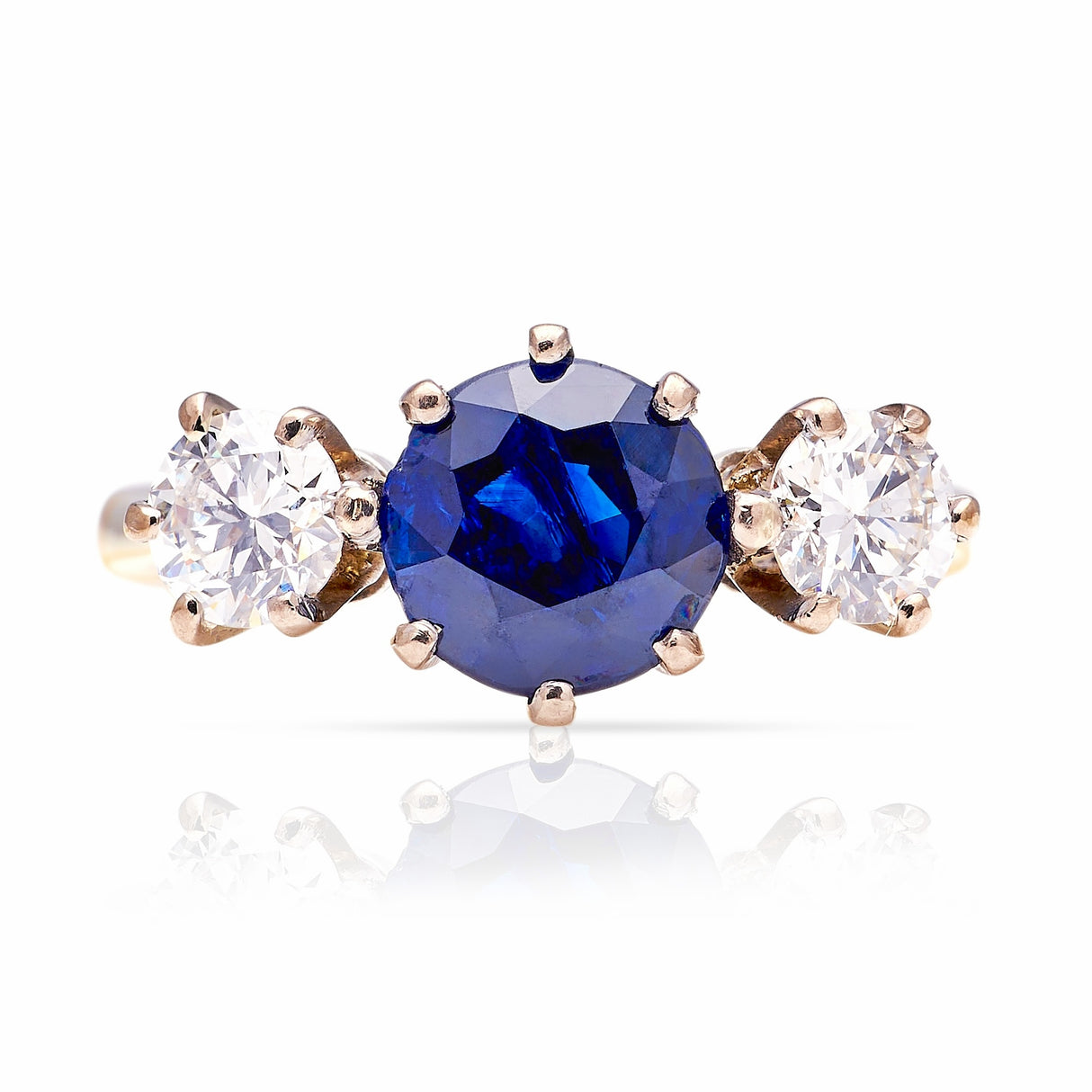 Vintage, 1930s sapphire & diamond three-stone ring