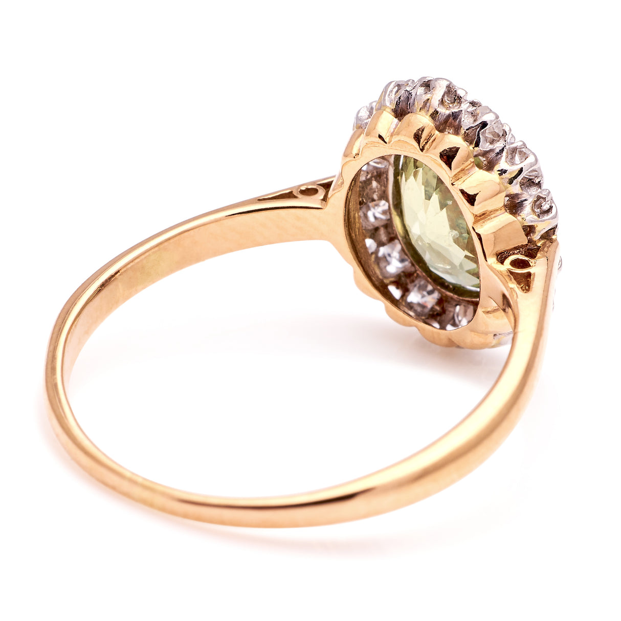 Antique, Edwardian green sapphire & diamond cluster ring