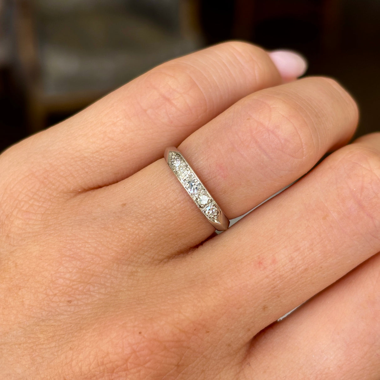 Vintage, 1940s diamond five-stone ring