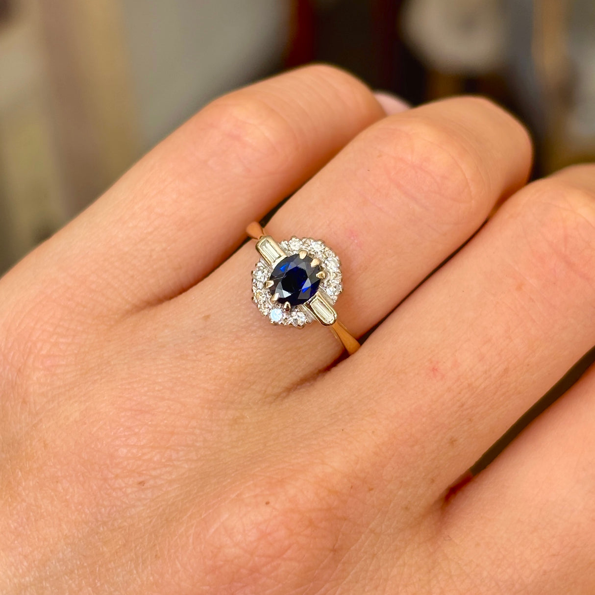 Vintage, 1960s sapphire & diamond cluster ring