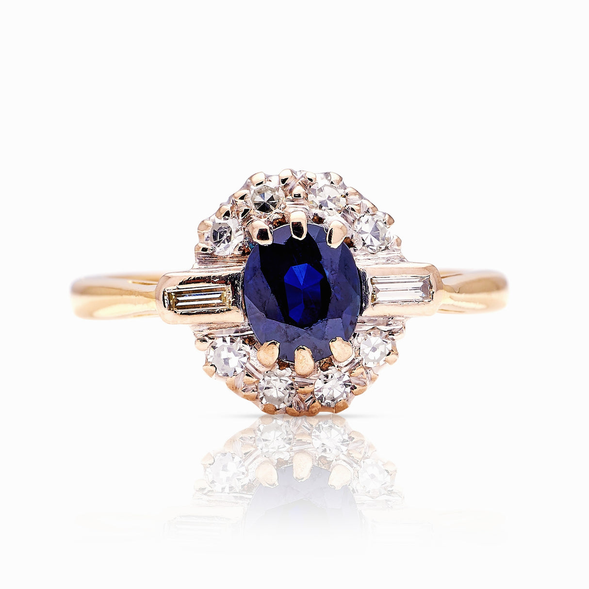 Vintage, 1960s sapphire & diamond cluster ring