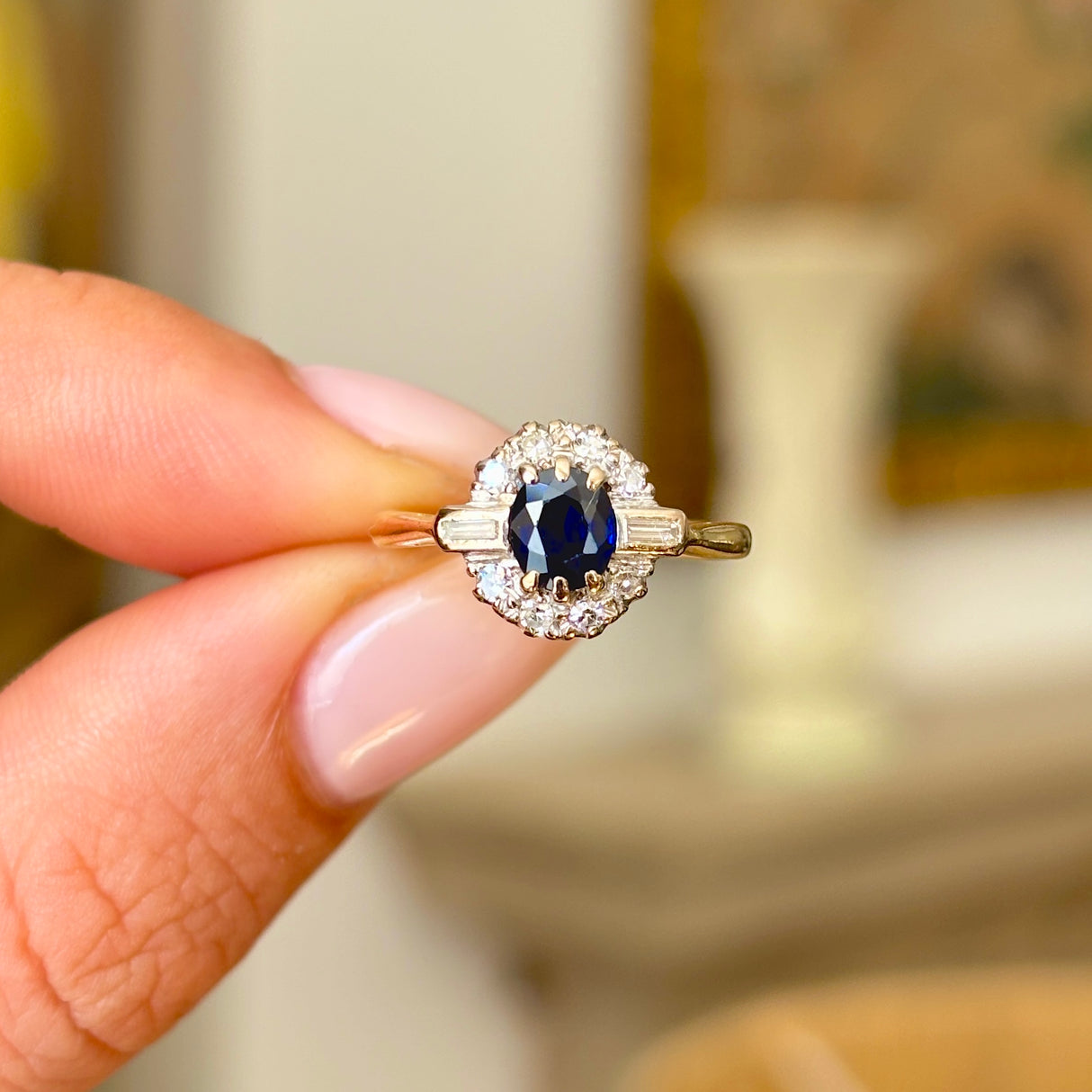 Vintage, 1960s sapphire & diamond cluster ring