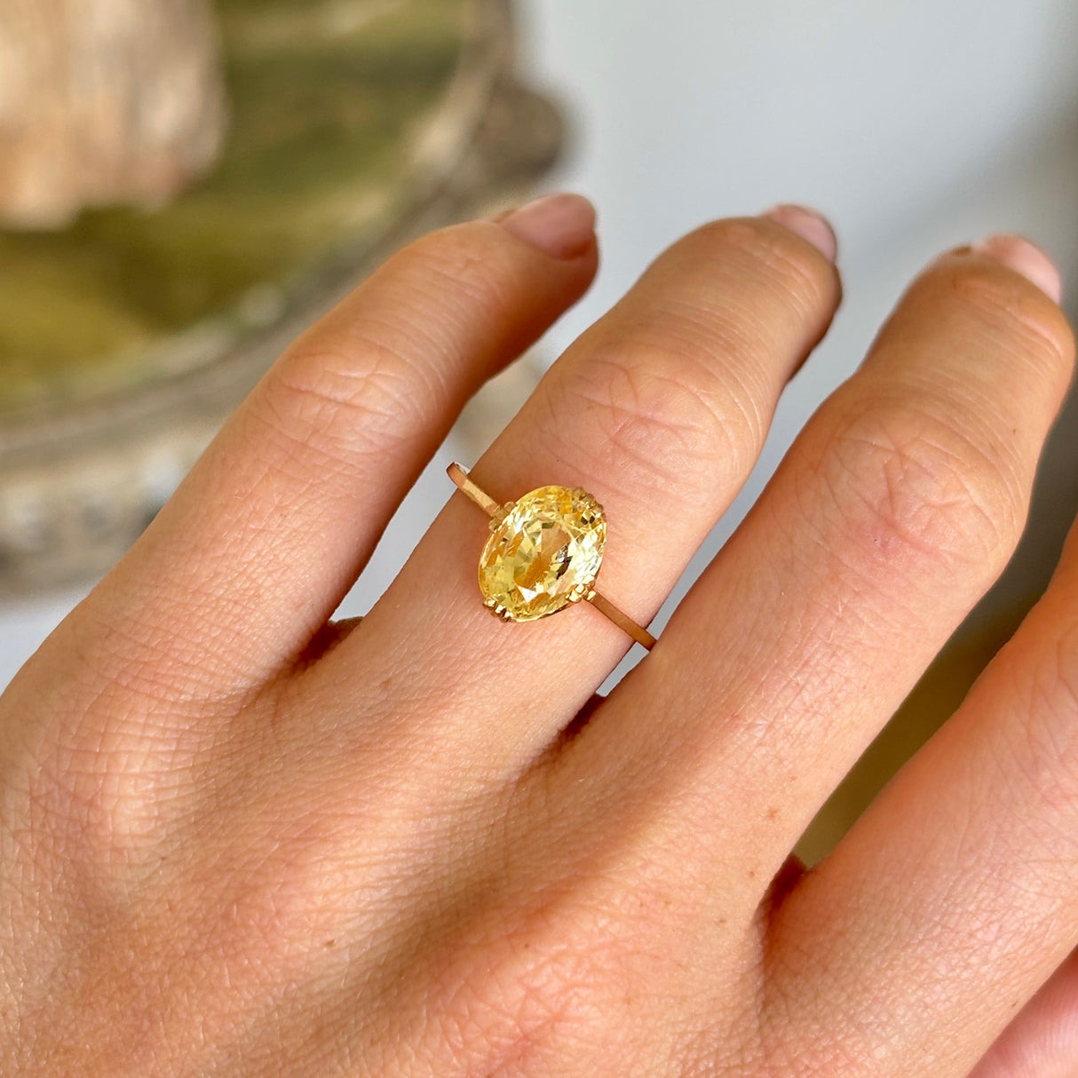 Antique, 1940s yellow sapphire solitaire dress ring