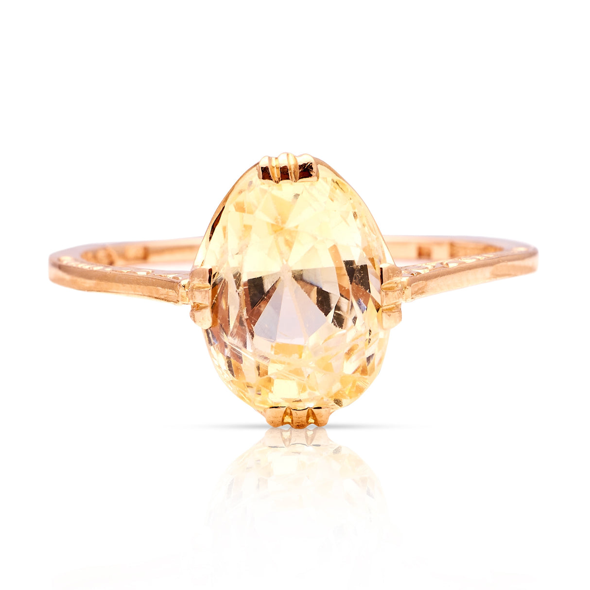Antique, 1940s yellow sapphire solitaire ring
