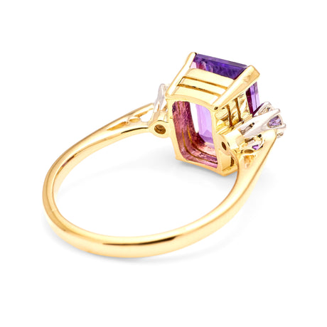 Vintage, 1950s amethyst & diamond three-stone ring