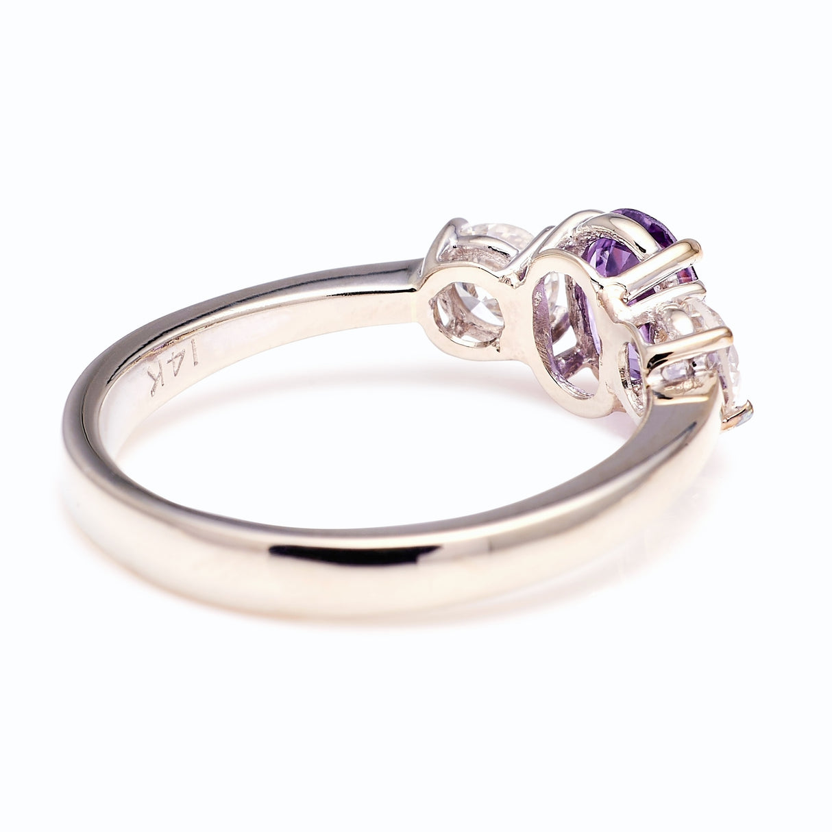 Vintage, 1980s pink sapphire & diamond three-stone ring