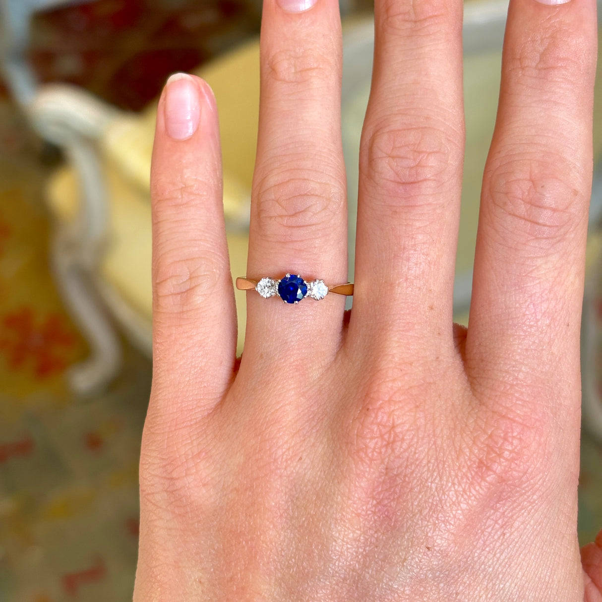 Vintage, Art Deco sapphire & diamond three-stone ring