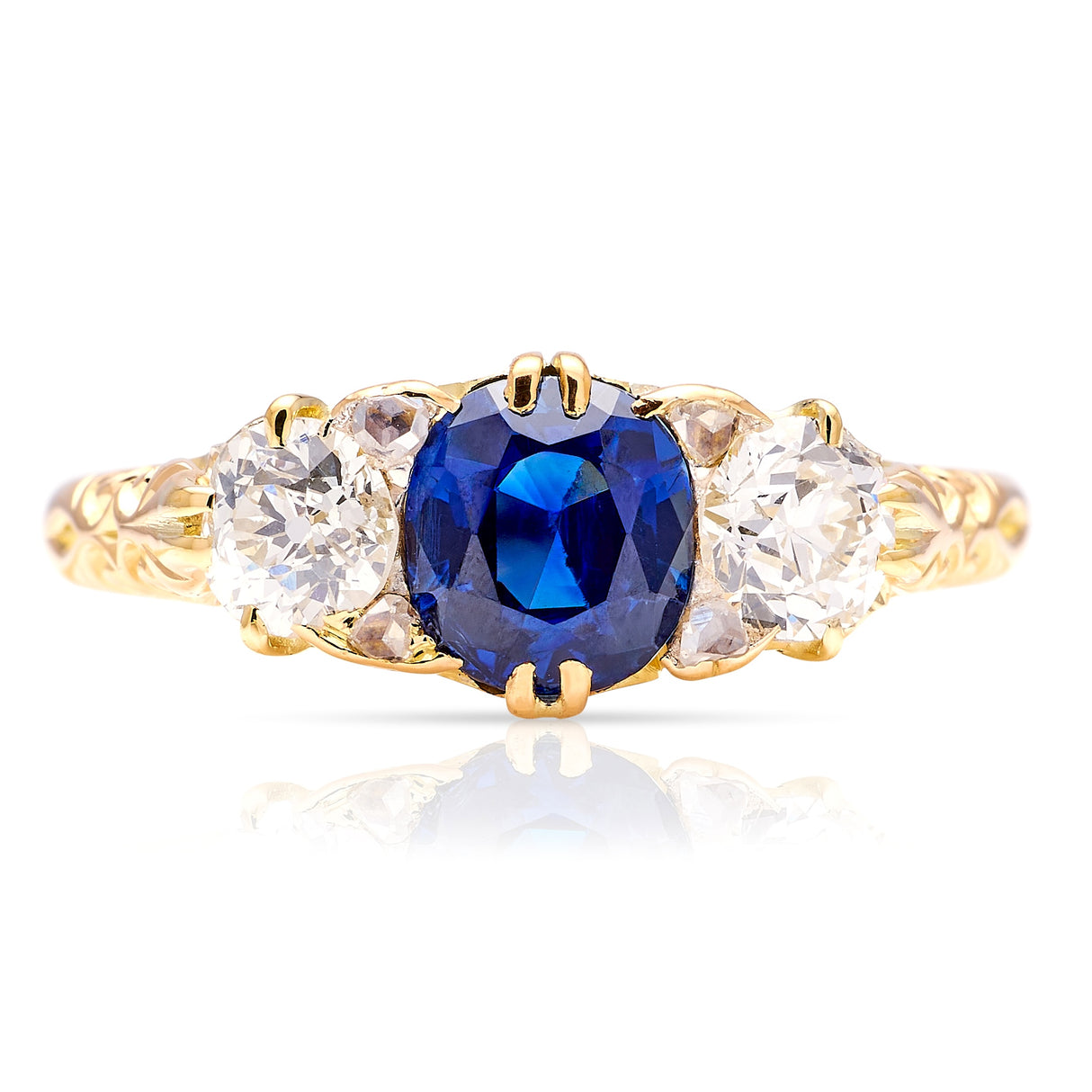 Antique, Victorian sapphire & diamond three-stone ring