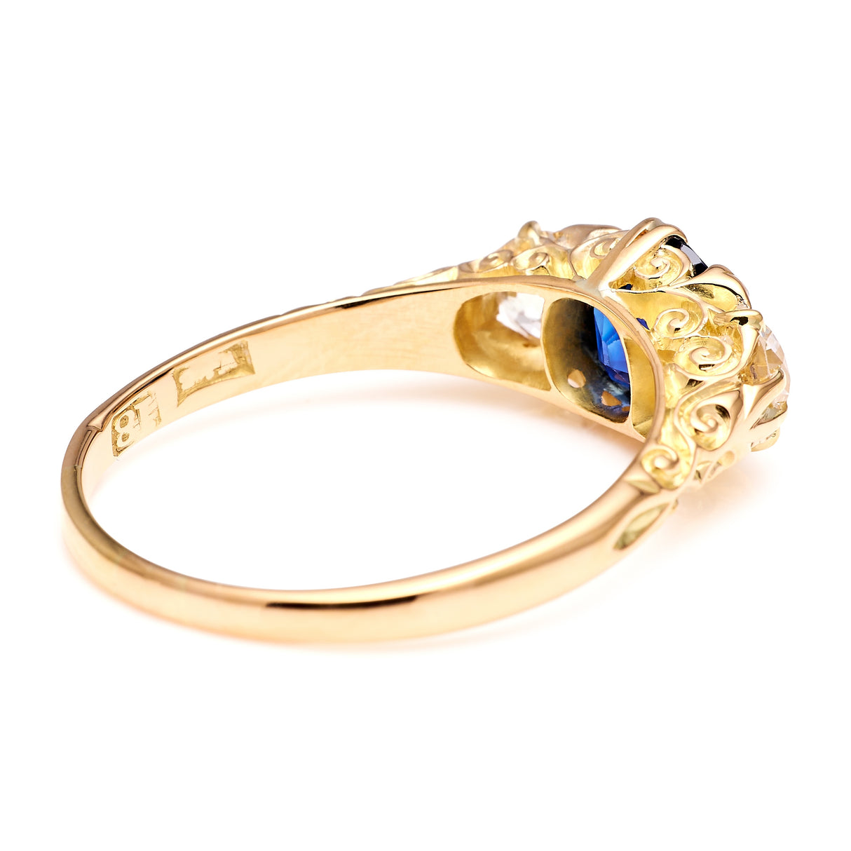 Antique, Victorian sapphire & diamond three-stone ring