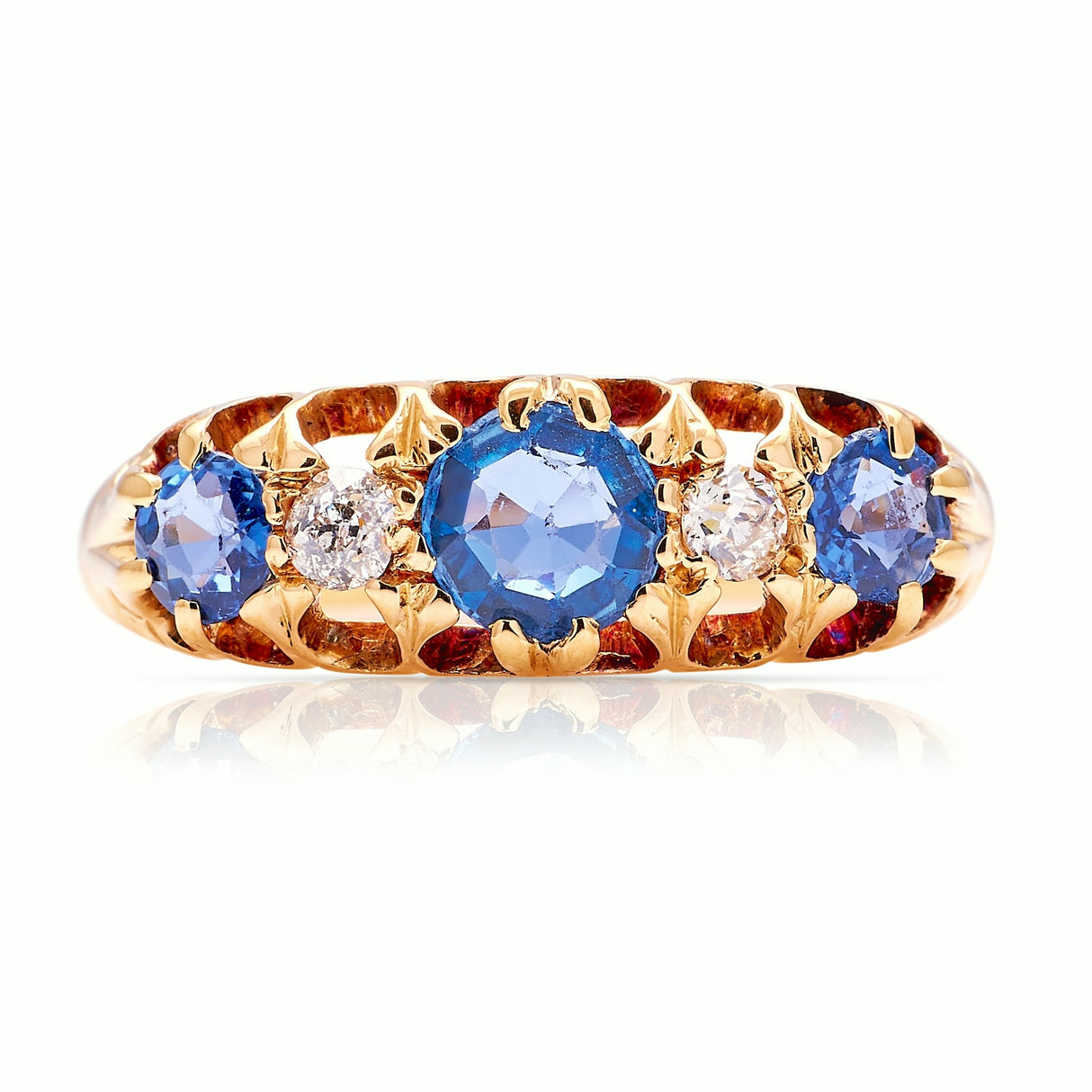 Antique, Edwardian sapphire & diamond five-stone ring