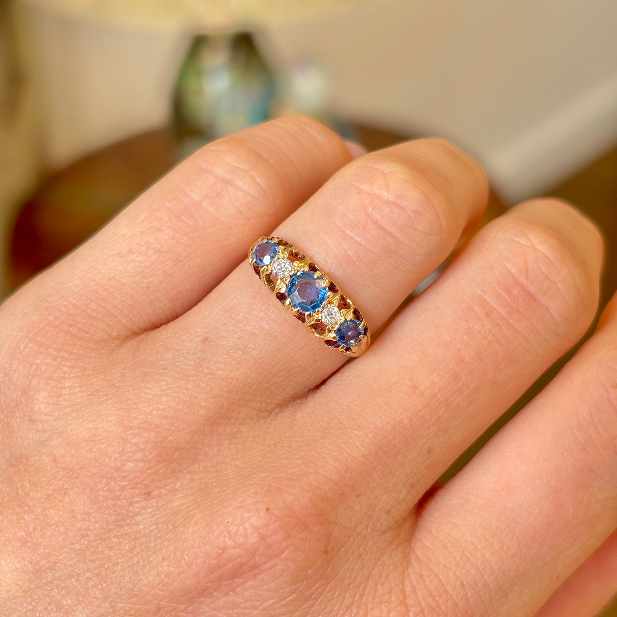 Antique, Edwardian sapphire & diamond five-stone ring