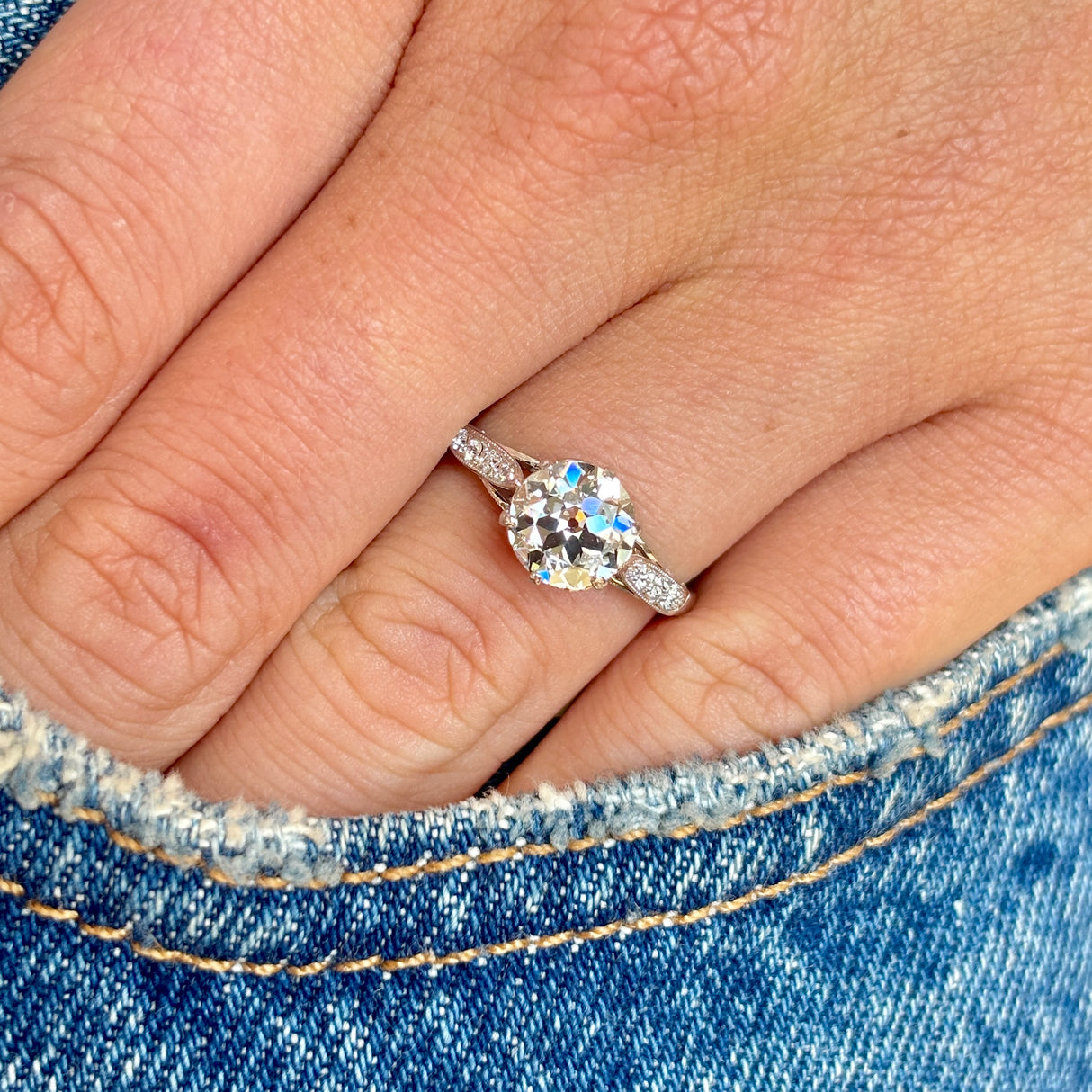 Vintage, 1950s 1.50ct Old Cut diamond engagement ring