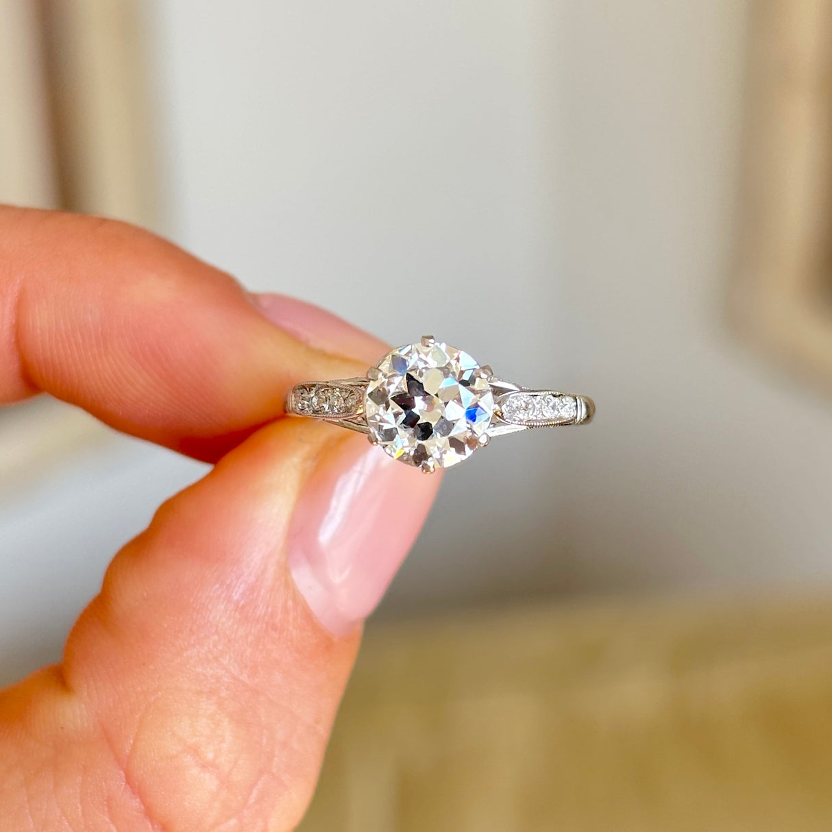 Vintage, 1950s 1.50ct Old Cut diamond engagement ring