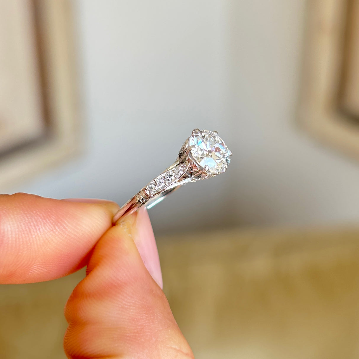 Vintage, 1950s 1.50ct Old Cut diamond engagement ring