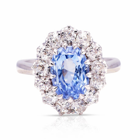 Contemporary, sapphire & diamond cluster ring