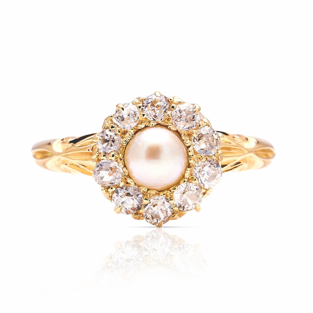 Antique, Edwardian pearl & diamond cluster ring