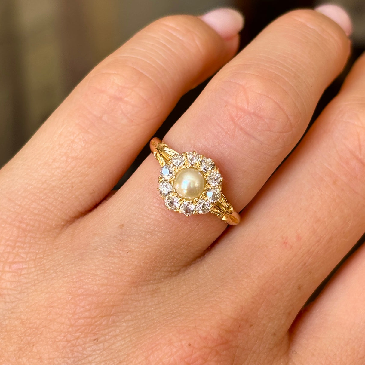 Antique, Edwardian pearl & diamond cluster ring
