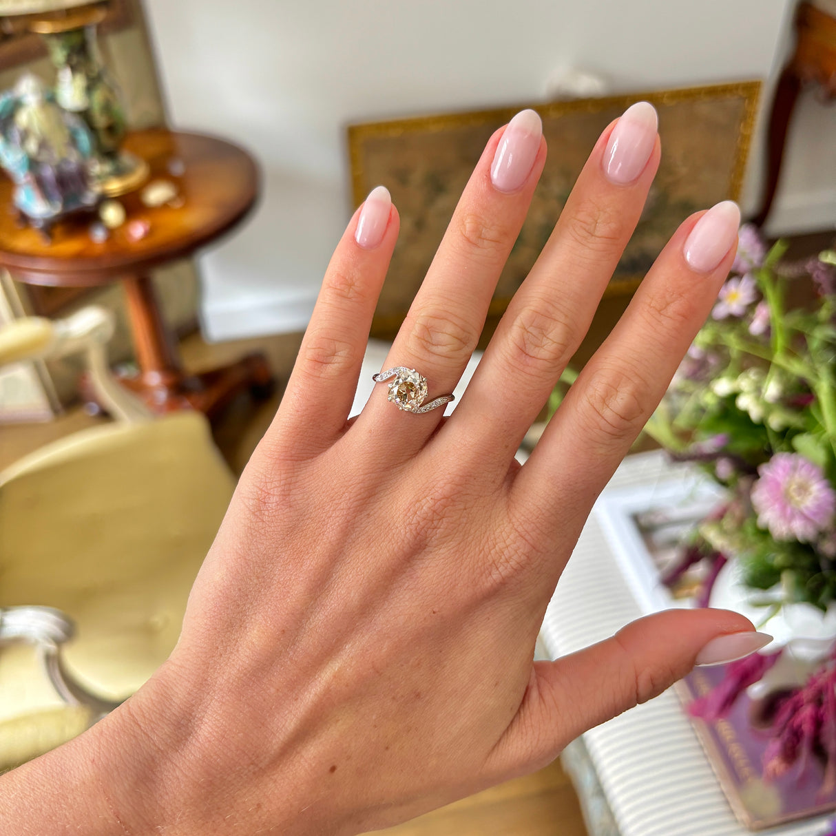 Antique, Edwardian cinnamon-coloured diamond engagement ring