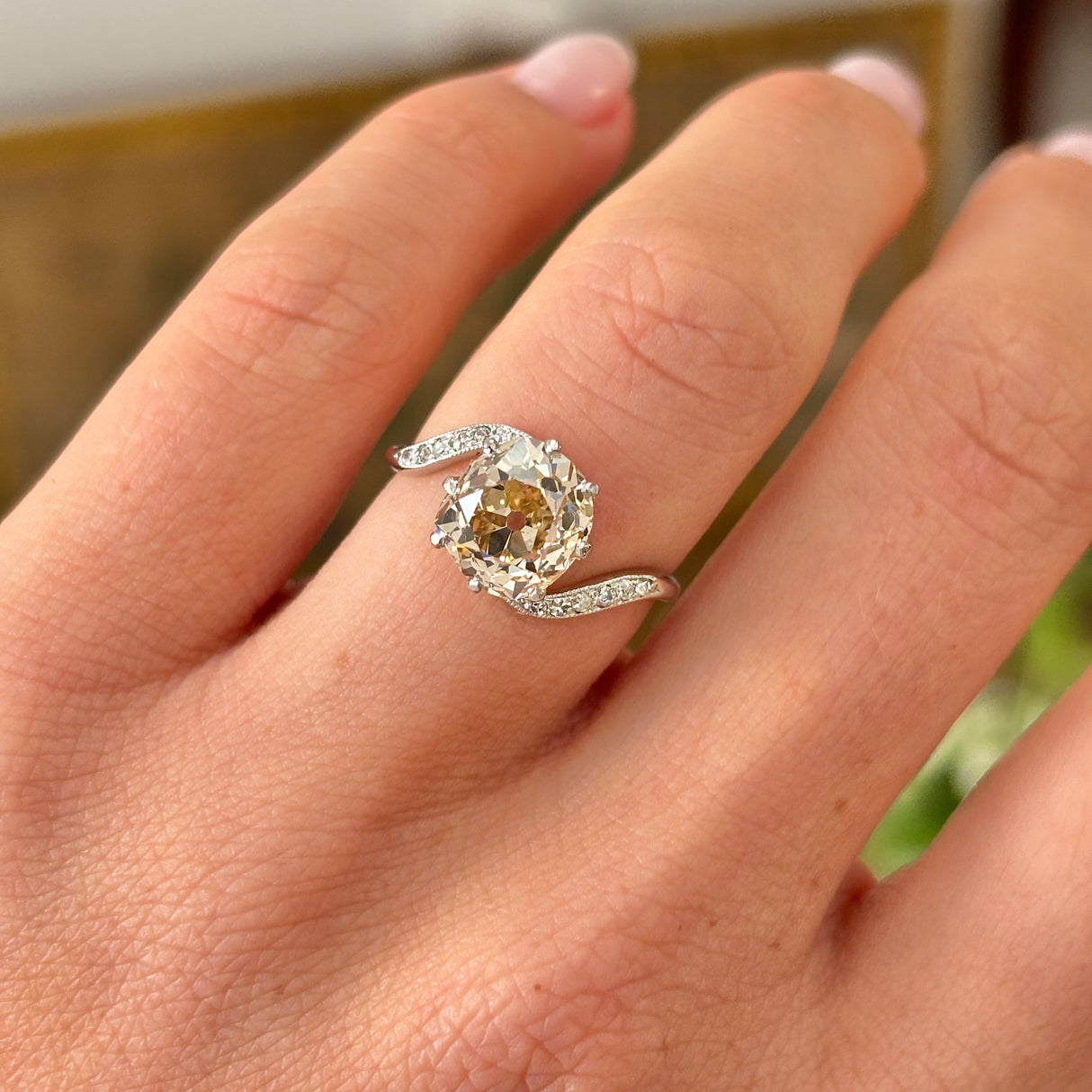 Antique, Edwardian cinnamon-coloured diamond engagement ring