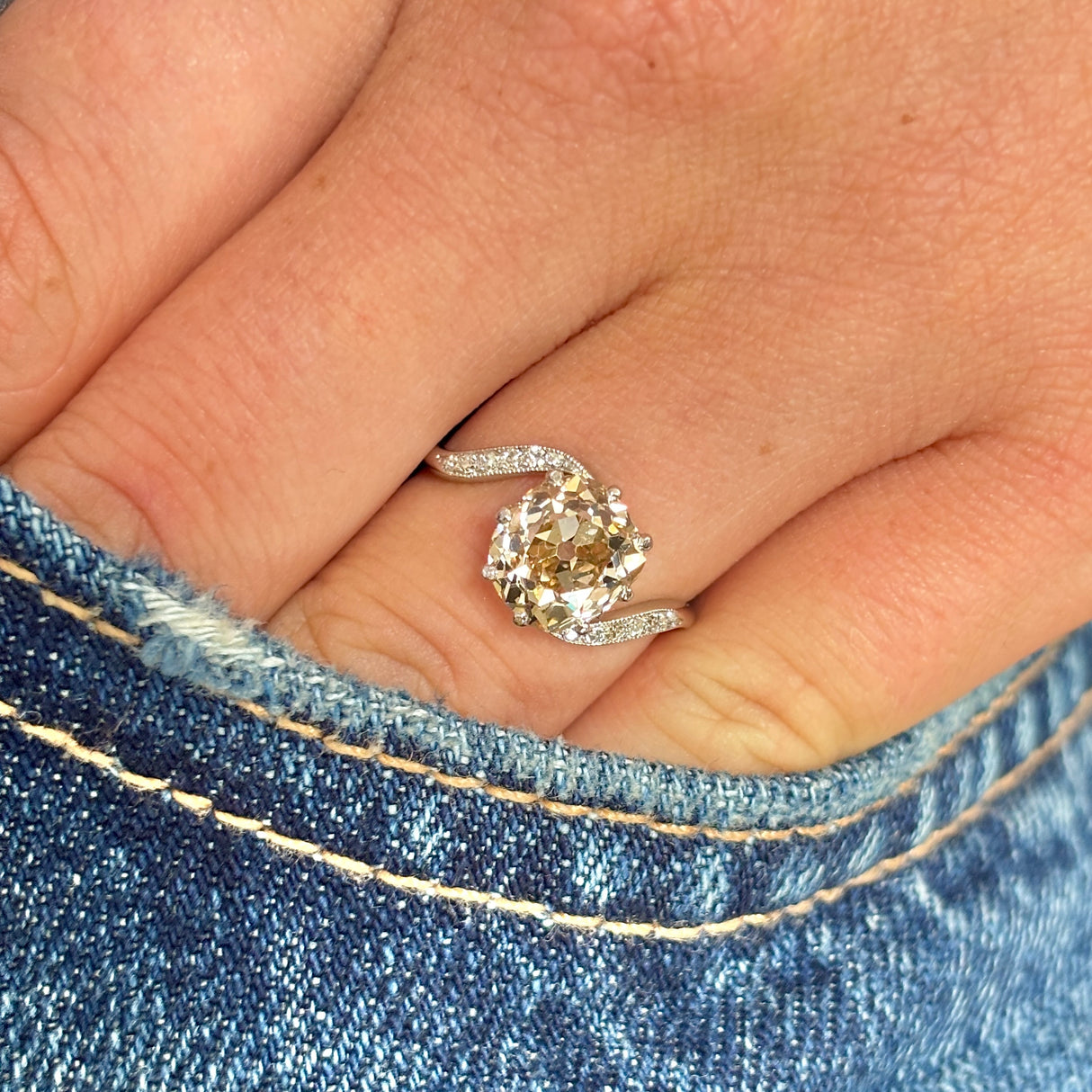Antique, Edwardian cinnamon-coloured diamond engagement ring