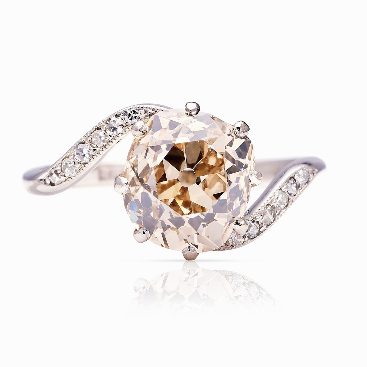 Antique, Edwardian tinted-brown diamond engagement ring