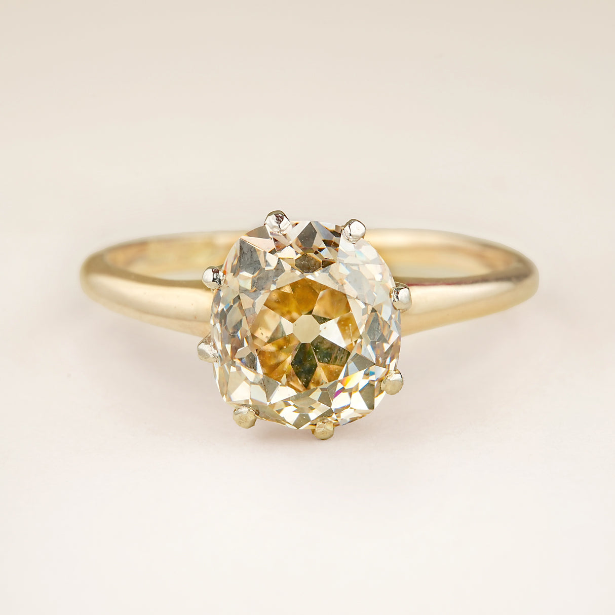Antique, Edwardian tinted-brown old-cut diamond engagement ring