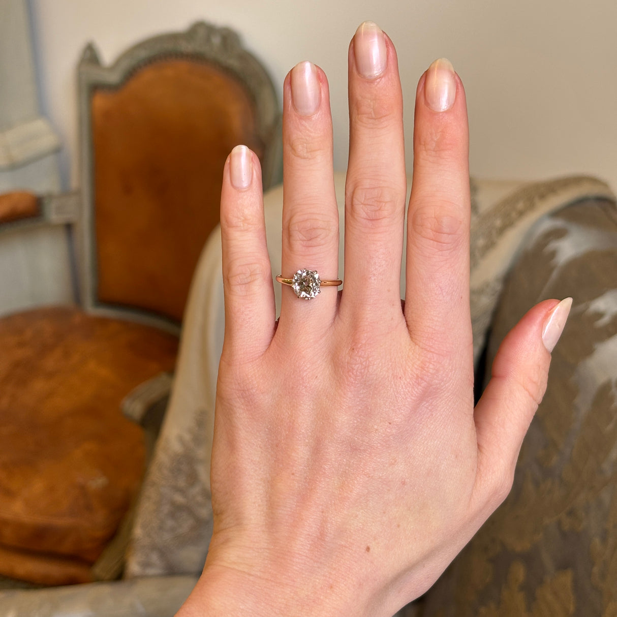 Antique, Edwardian tinted-brown old-cut diamond engagement ring