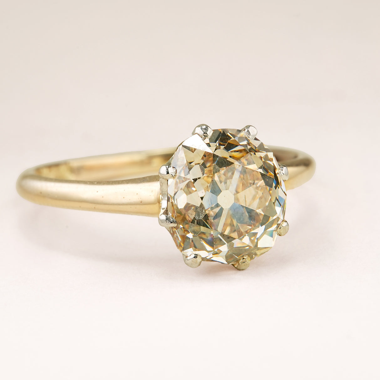 Antique, Edwardian tinted-brown old-cut diamond engagement ring