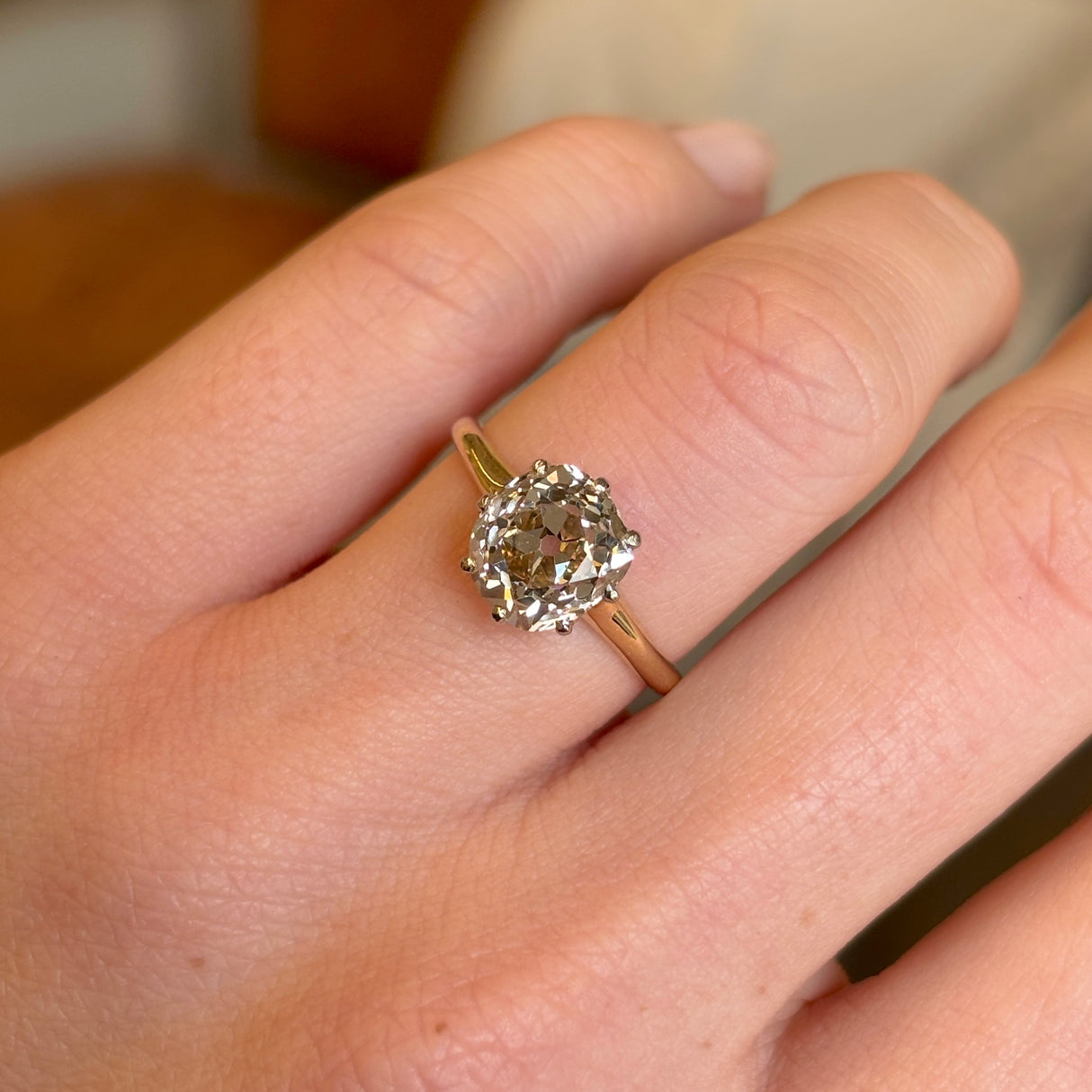 Antique, Edwardian tinted-brown old-cut diamond engagement ring