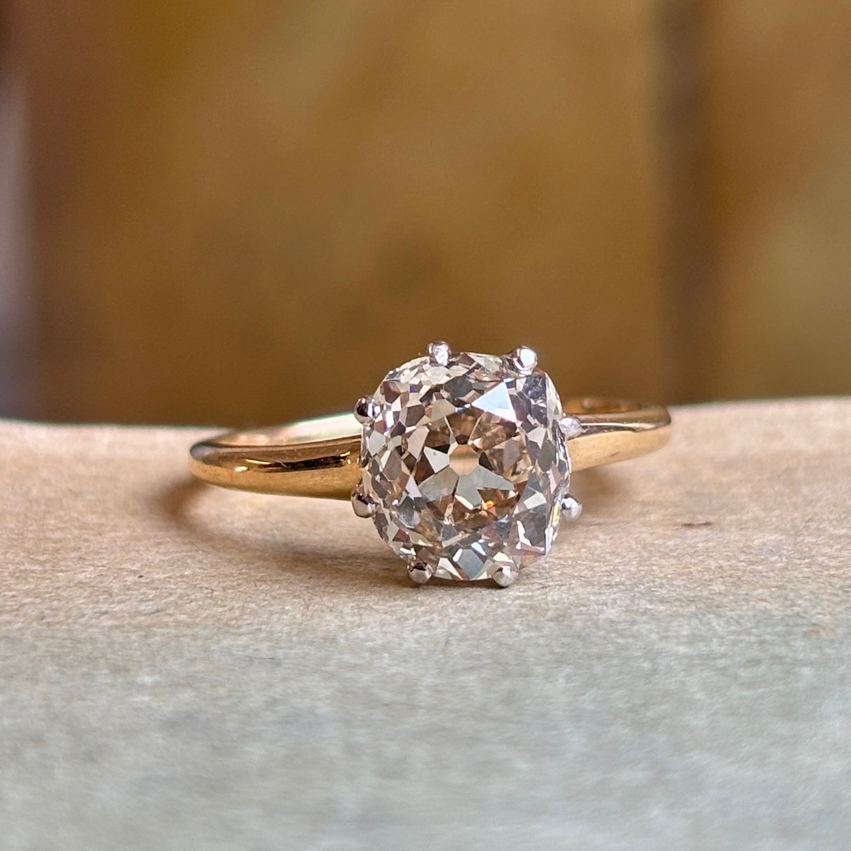 Antique, Edwardian tinted-brown old-cut diamond engagement ring
