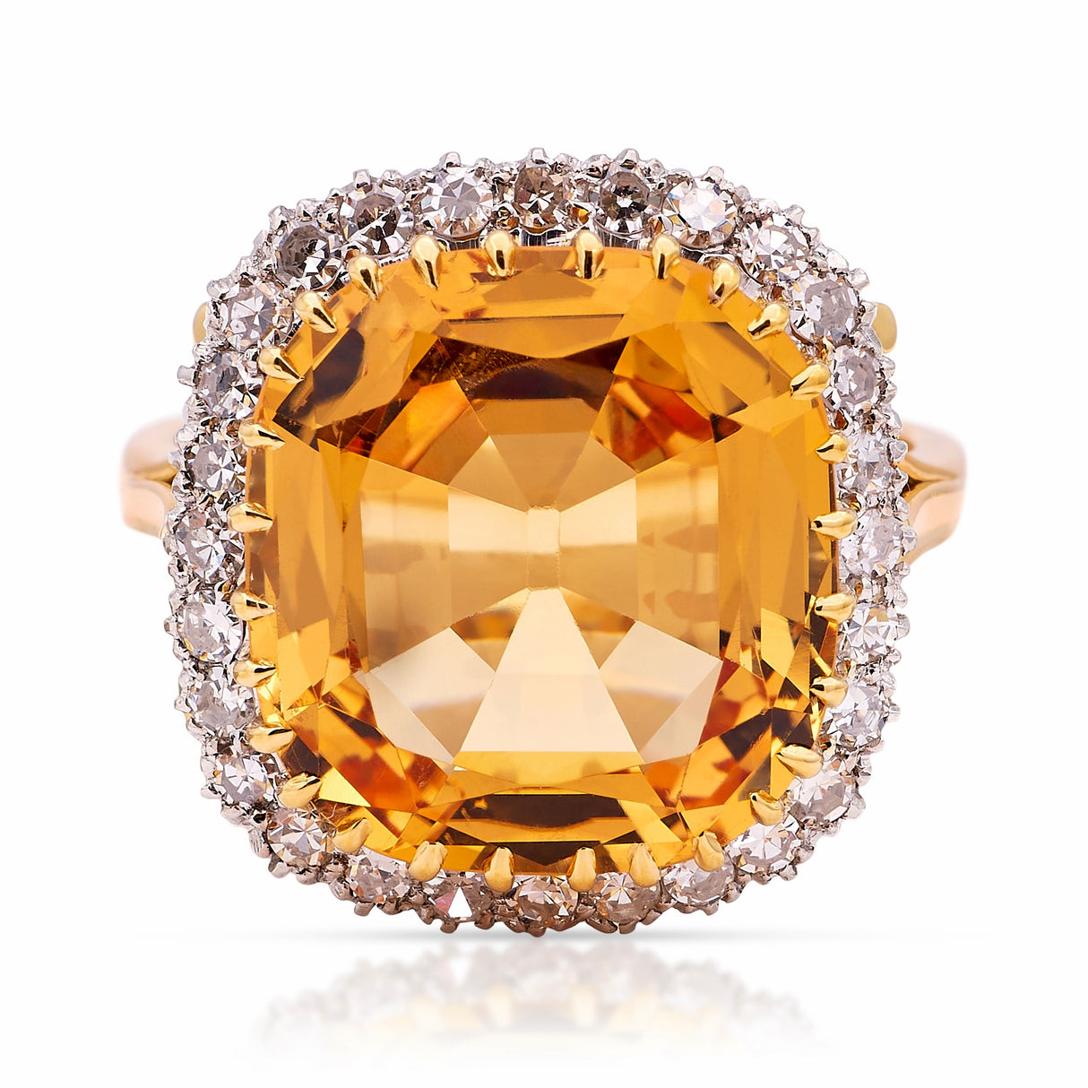 Antique, Edwardian topaz & diamond cluster ring