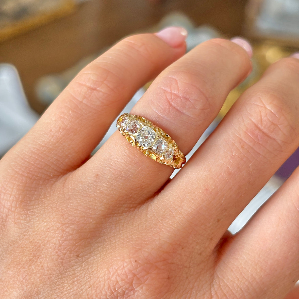 Antique, Victorian five-stone diamond ring