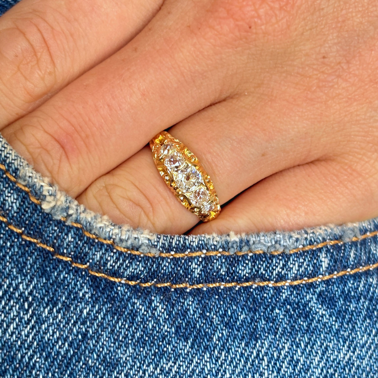 Antique, Victorian five-stone diamond ring
