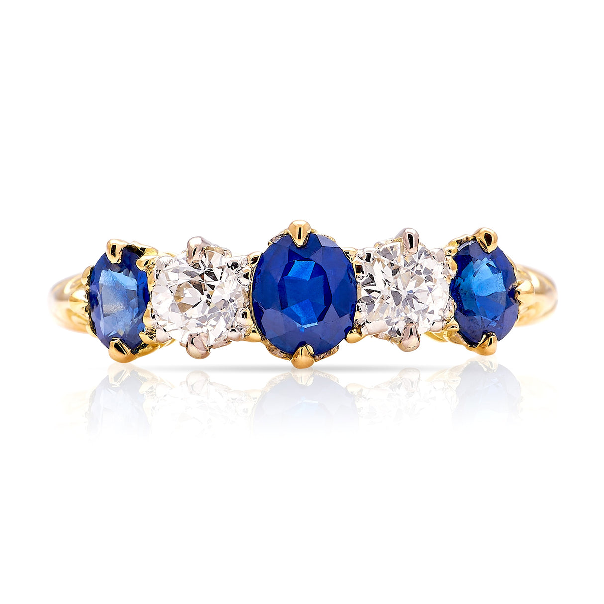 Antique, Edwardian sapphire & diamond five-stone ring