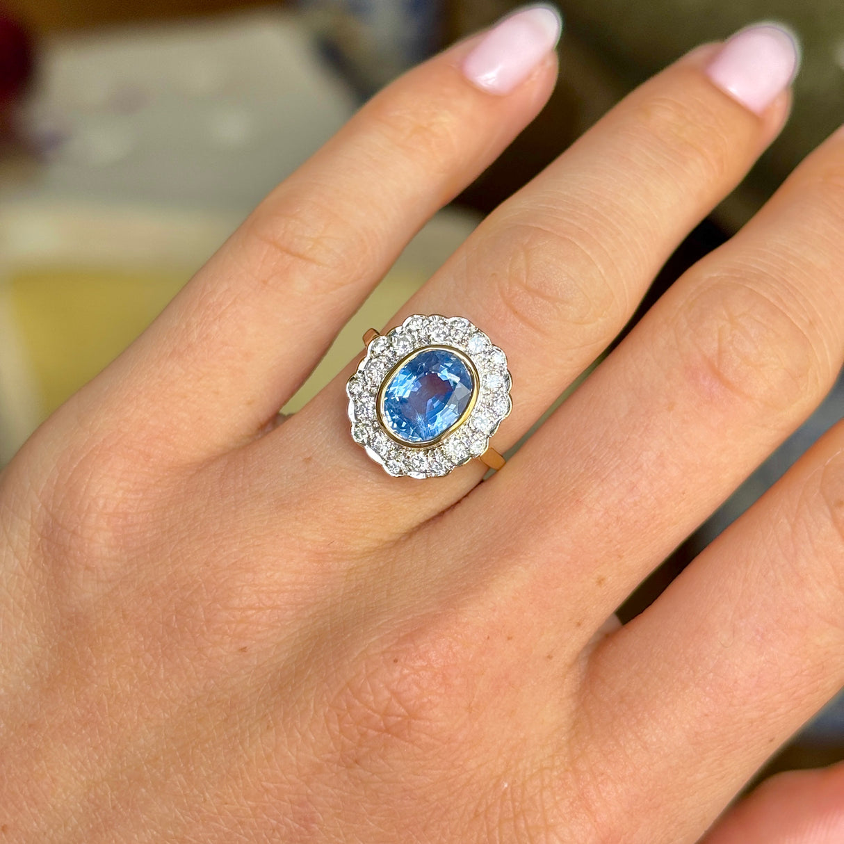 Vintage, 1950s sapphire & diamond cluster ring